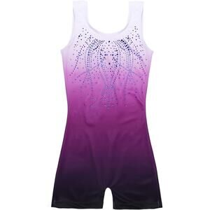 Gymnastics Biketard Leotard Arshiner Large Child Purple Sparkle Dance Jazz